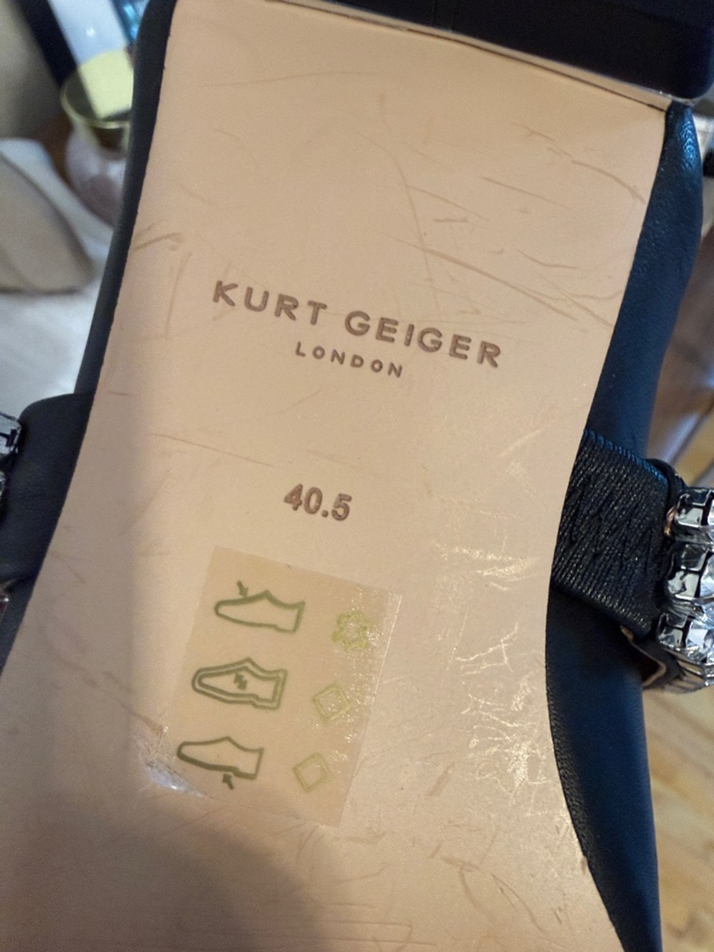 Kurt Geiger Black Crystal Strap Pointed Leather Mule 9.5 - Picture 4 of 5
